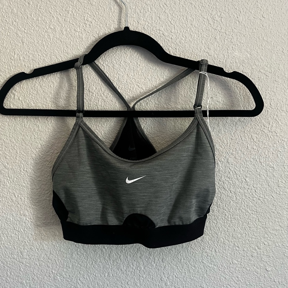 Nike Gray and Black Strappy Sports Bra
